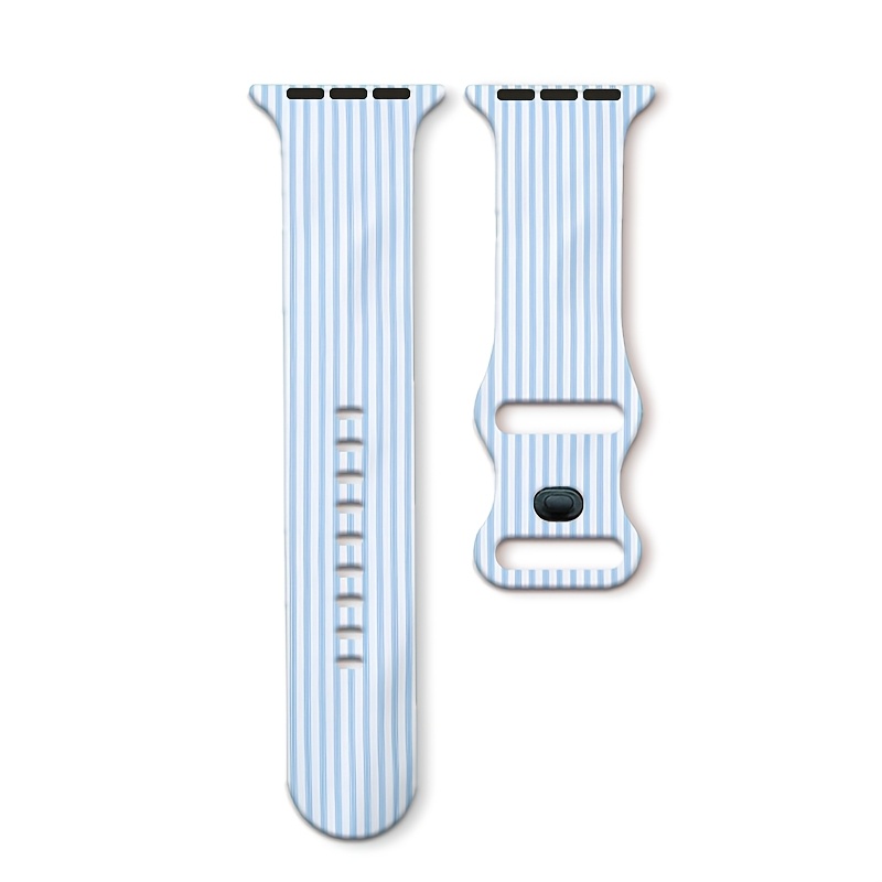 TEMU 2d Flat | 1-pack, Fresh Striped Themed Smart Watch Band For Watch, Adjustable Sport Replacement Strap Compatible With Iwatch Series