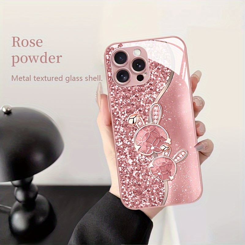 TEMU Phone Case: Pink Crystal Rabbit Phone Case, Suitable For Iphone 16/15/14/13/12/11/xs Max/xr/xs/x/7. Features A Stylish And , Fashion And