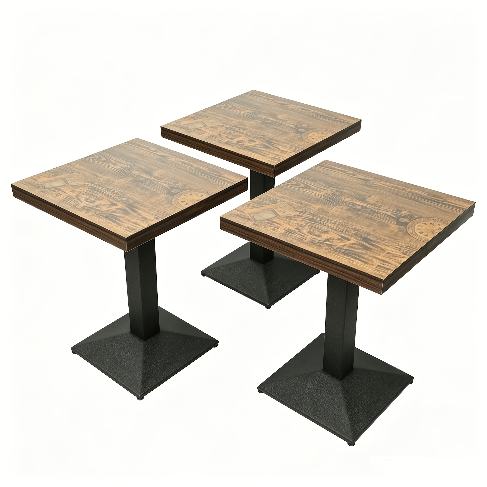 Image of 3pcs Square Wooden Tables - 60cm X 60cm X 75cm Classic European Design, Versatile Dining Desk For Cafe, Bistro, Restaurant & Home Kitchen, Sturdy Commercial Quality