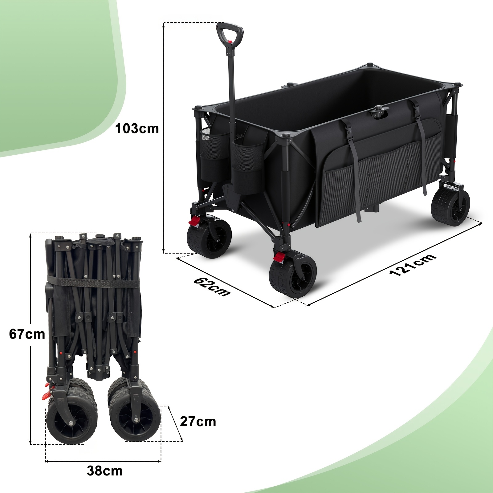 Foldable Athletics Equipment Trolley, With A Load Capacity Of 200 Kg, Fitted With 360-degree Tires, 200-liter Capacity, Sports Trolley, Ideal For Camping, Shopping, And Athletics Events