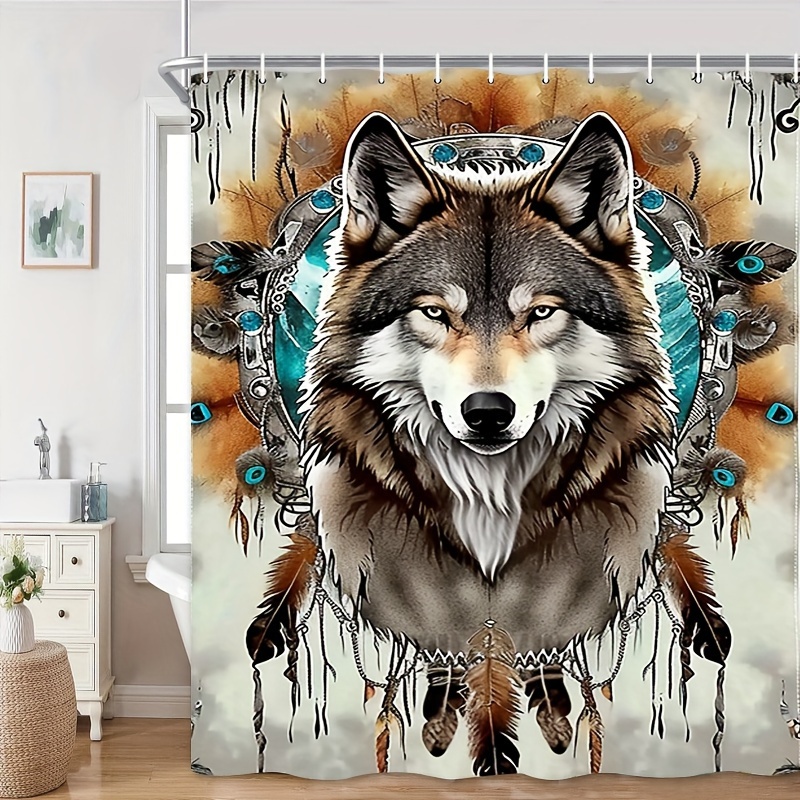 Wolf Shower Curtain Dream Catcher Shower Curtain Waterproof - Temu