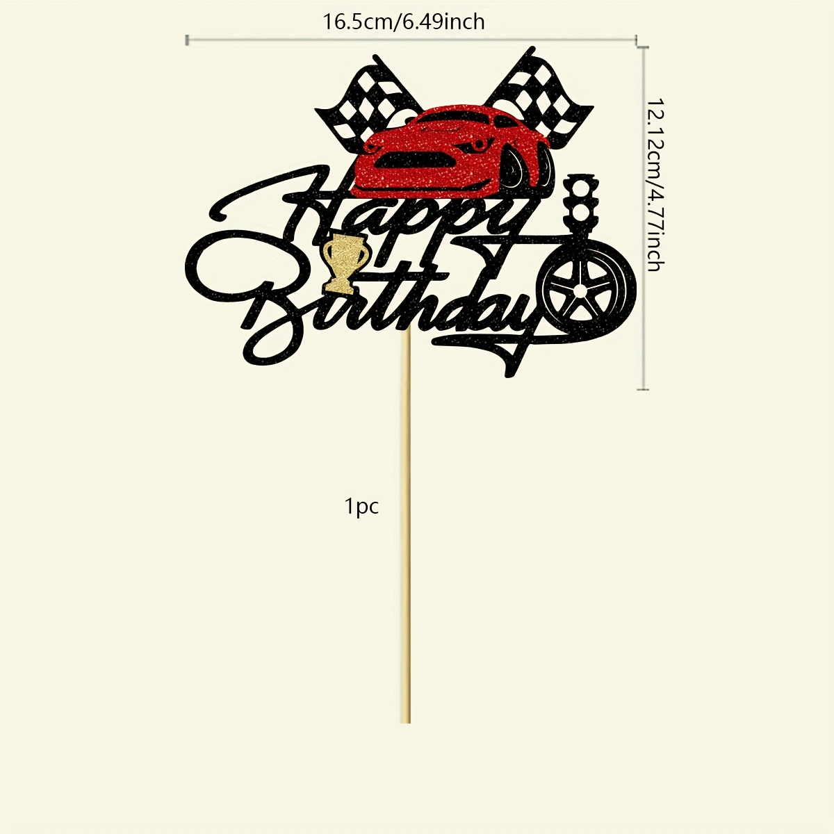 Image of 1pc Racing Happy Birthday Cake Topper Racing-themed Birthday Party Cake Decoration Supplies
