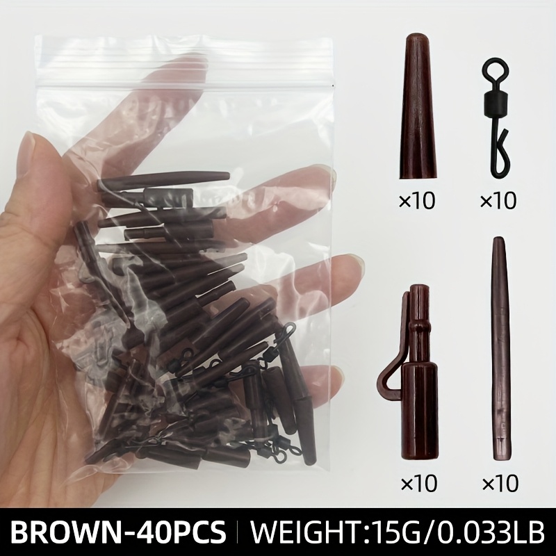 TEMU 40pcs Clips de Plomb pour Pêche à la avec Tube en Caoutchouc Anti-Emmêlement et Émerillons à Changement Rapide pour Montures, Accessoires