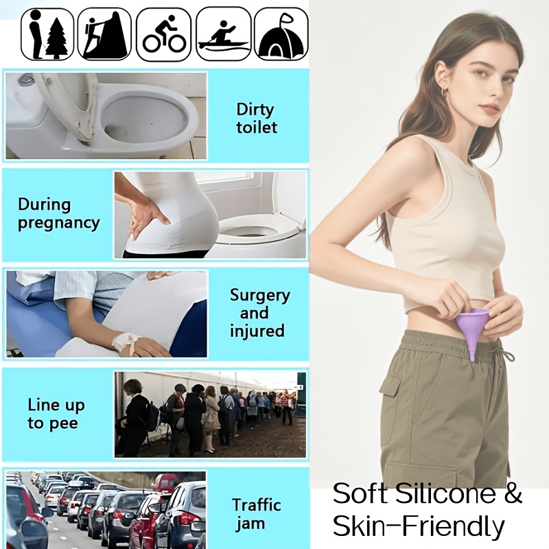 6pcs Set Women's Portable Silicone Foldable Urinal