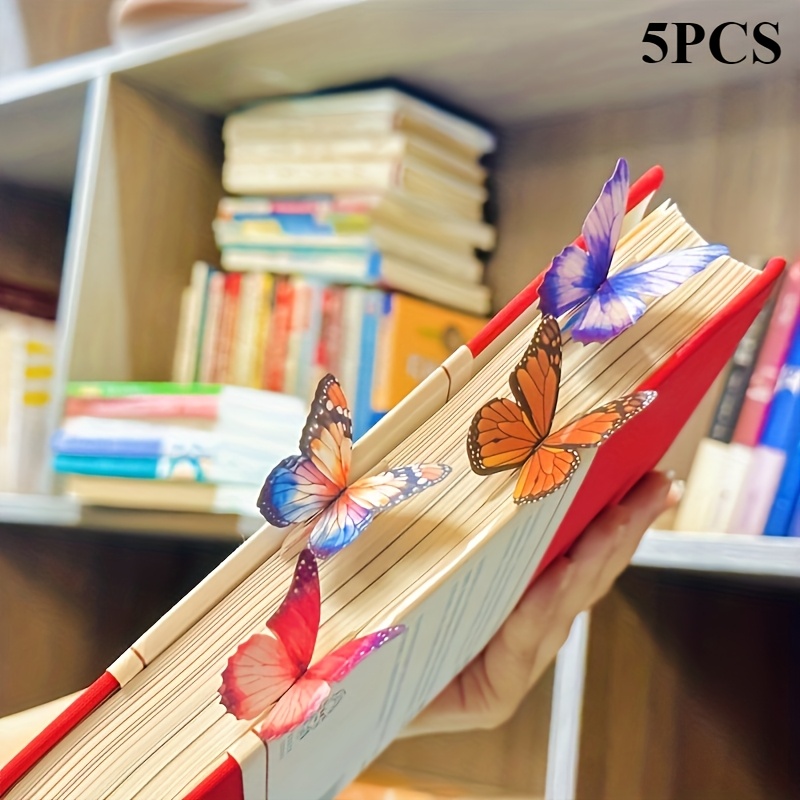 5pcs 3d Bookmarks With Note Card - Thick Paper -out Bookmark Suitable For Books, Journals, Planners - Cute Gift For Students, Teachers, Book Lovers