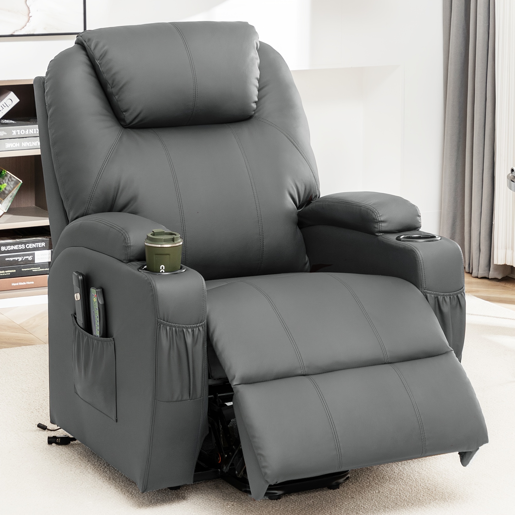 

Lift Recliner Chair For Elderly With Side Pockets & Massage Remote Control, Recliner With Heat&vibration Massage