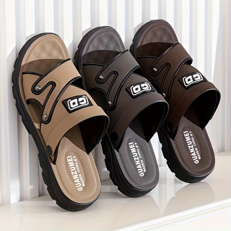 

Men's Alphabet Design Casual Dual-purpose Sandals Slippers, Non-slip Beach Shoes For Summer Outdoor