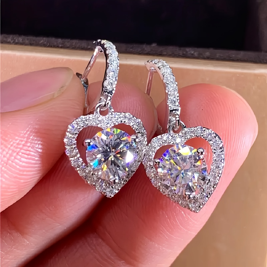 TEMU 2pcs Exquisitos Aretes de con Incrustaciones de Zirconias Cúbicas Adecuados para el Uso