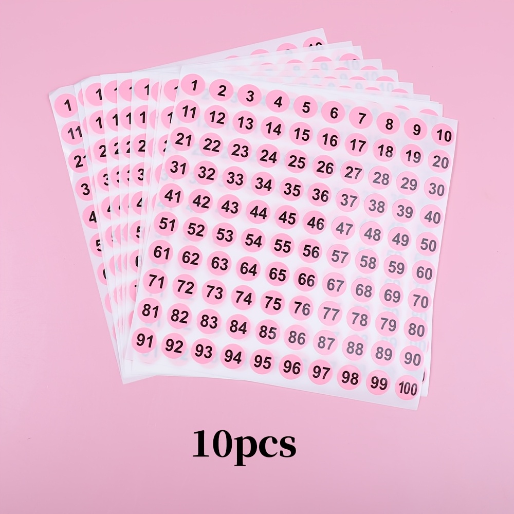 TEMU 10 Feuilles d'Étiquettes Numérotées 1-100 pour Vernis à Ongles, Gel, , Numérotation, Outil de Manucure
