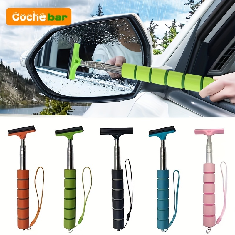 

1pc Retractable Windshield Wiper, Car Rearview Mirror Wiper With Retractable Long Pole, Retractable Scraper, Universal Car Accessories, Portable Car Mirror Raindrop Cleaner