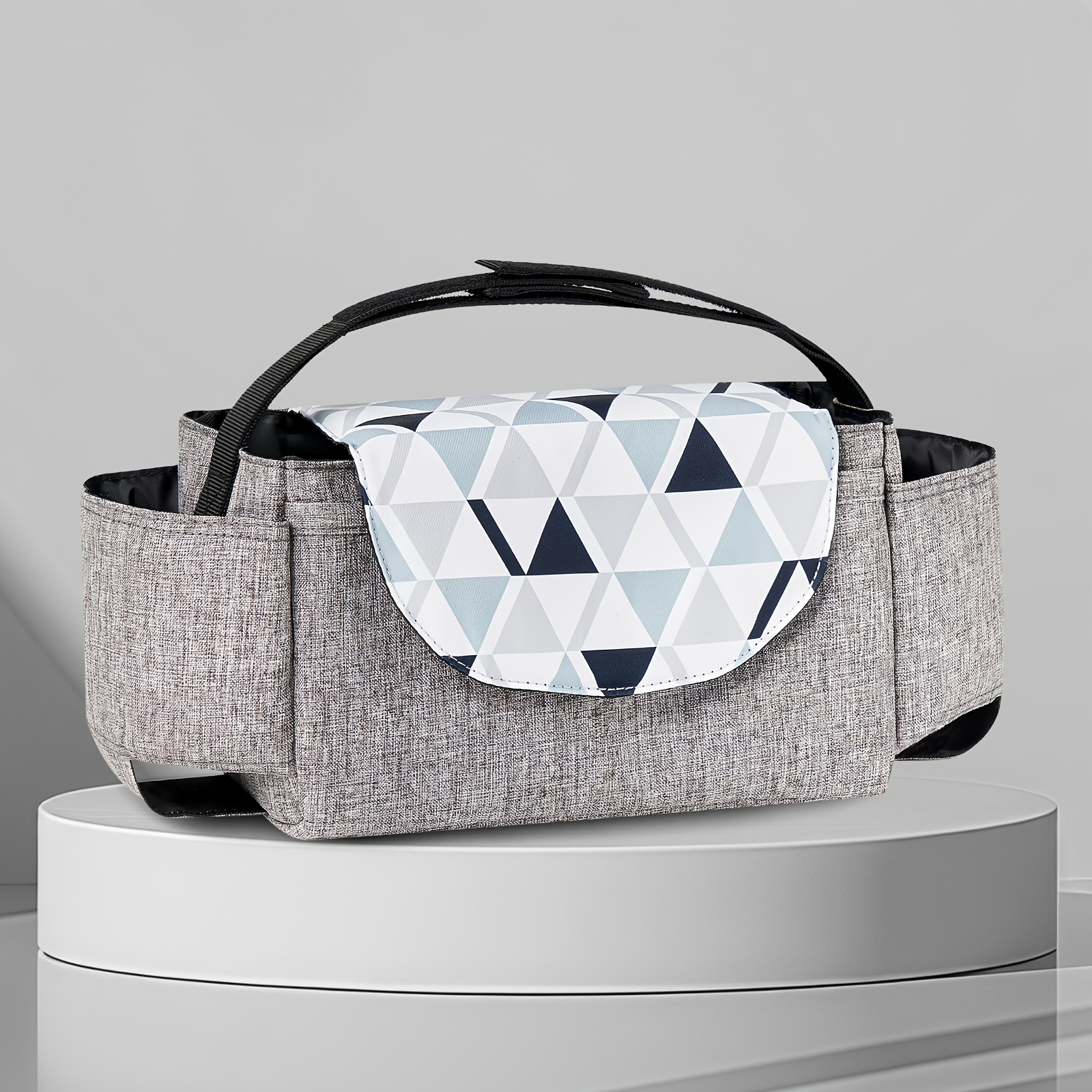 TEMU 1pc Portable Stroller Storage Bag, Polyester Fiber Material, Multifunctional Large Capacity Storage Bag For Bottles And Diapers, Suitable For