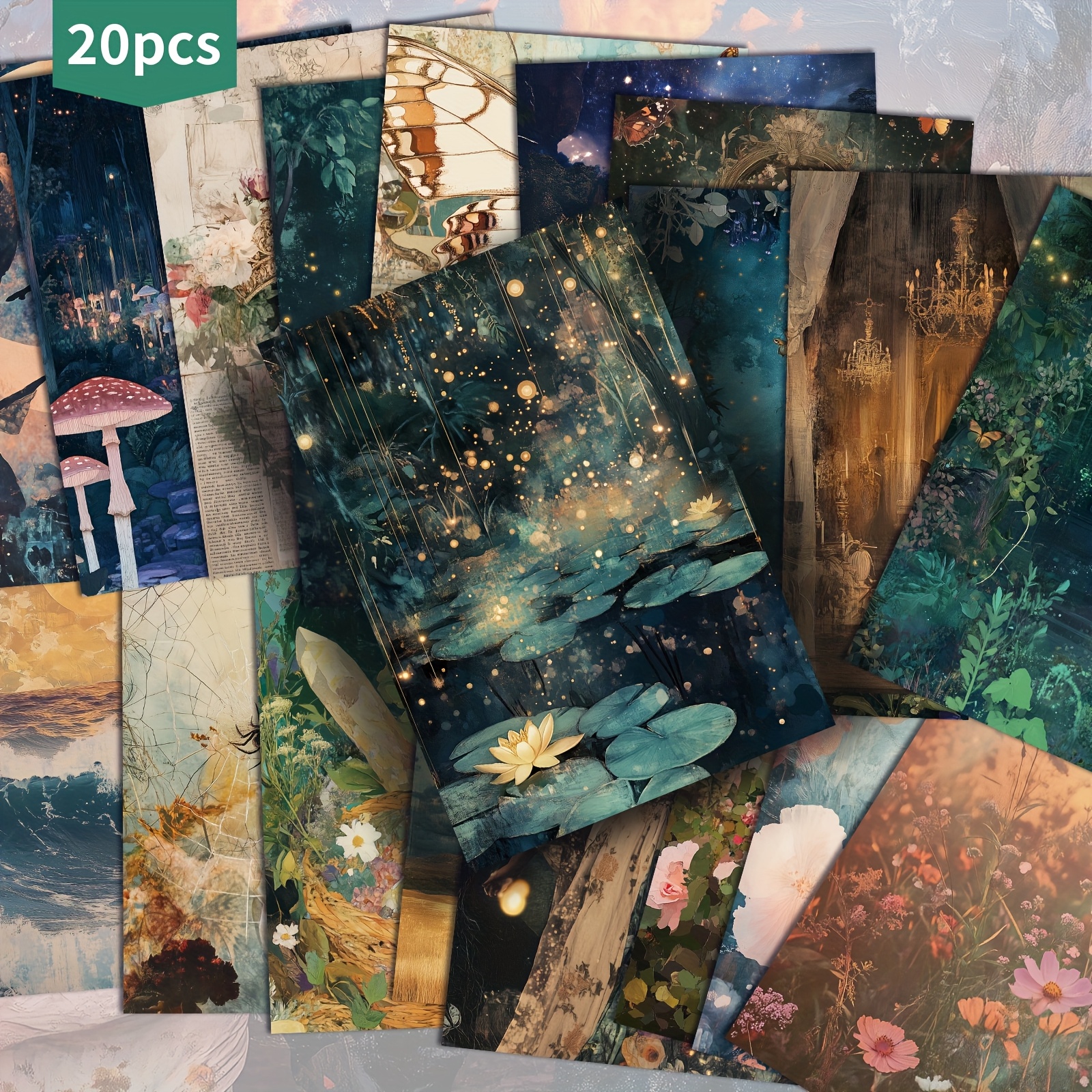 TEMU Set Of 20 Vintage Postcards Featuring , Forest Scenes, And Butterflies - Measuring 4x6 Inches. Ideal For Retro Junk Journals, Classic Pinup