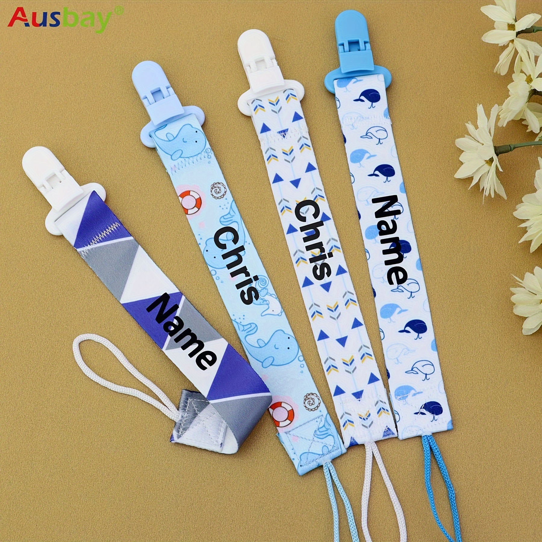 1 4pcs customized baby pacifier holder clip for boys girls personalized cute pattern universal holder soother clips halloween christening thanksgiving christmas gift details 1