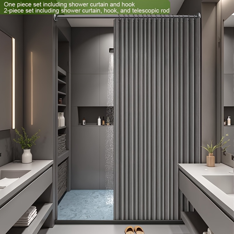 1st stånglös elegant grå hopfällbar duschdraperi med - Temu Sweden