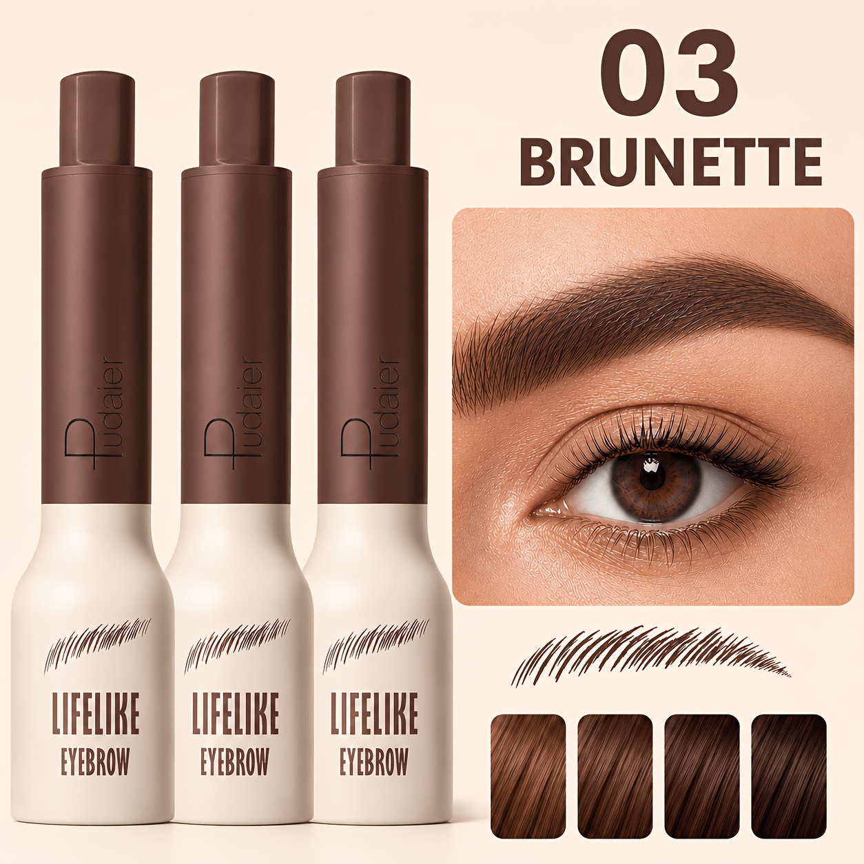3pcs Lifelike Eyebrow Pen Set And Free Lip Liner, Waterproof Long-lasting Sweatproof Brow Makeup, Natural Hair-like Brows For Women