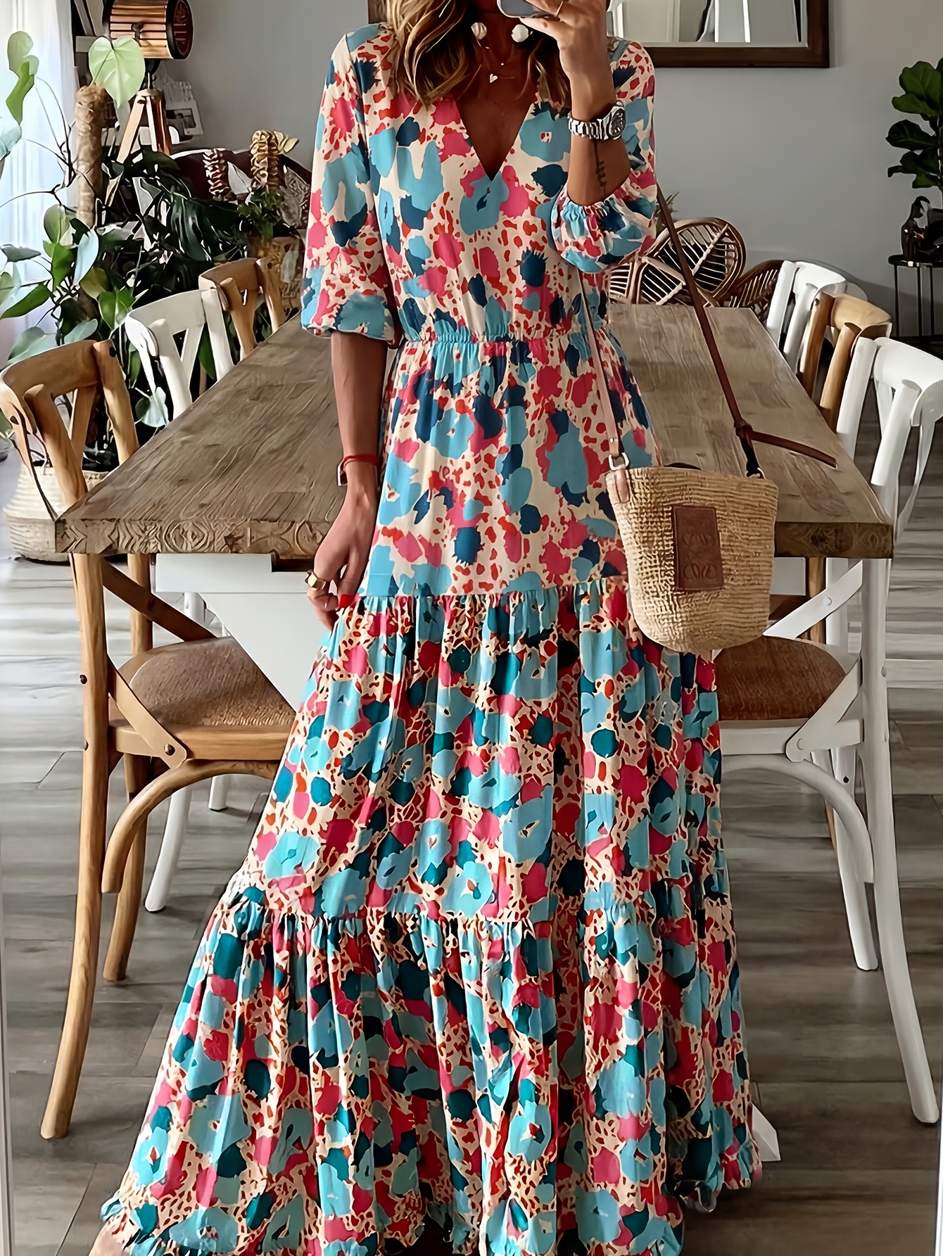 plus size bohemian maxi dresses cotton sold on Temu United States CAMO Colors:Mossy Oak WINTER