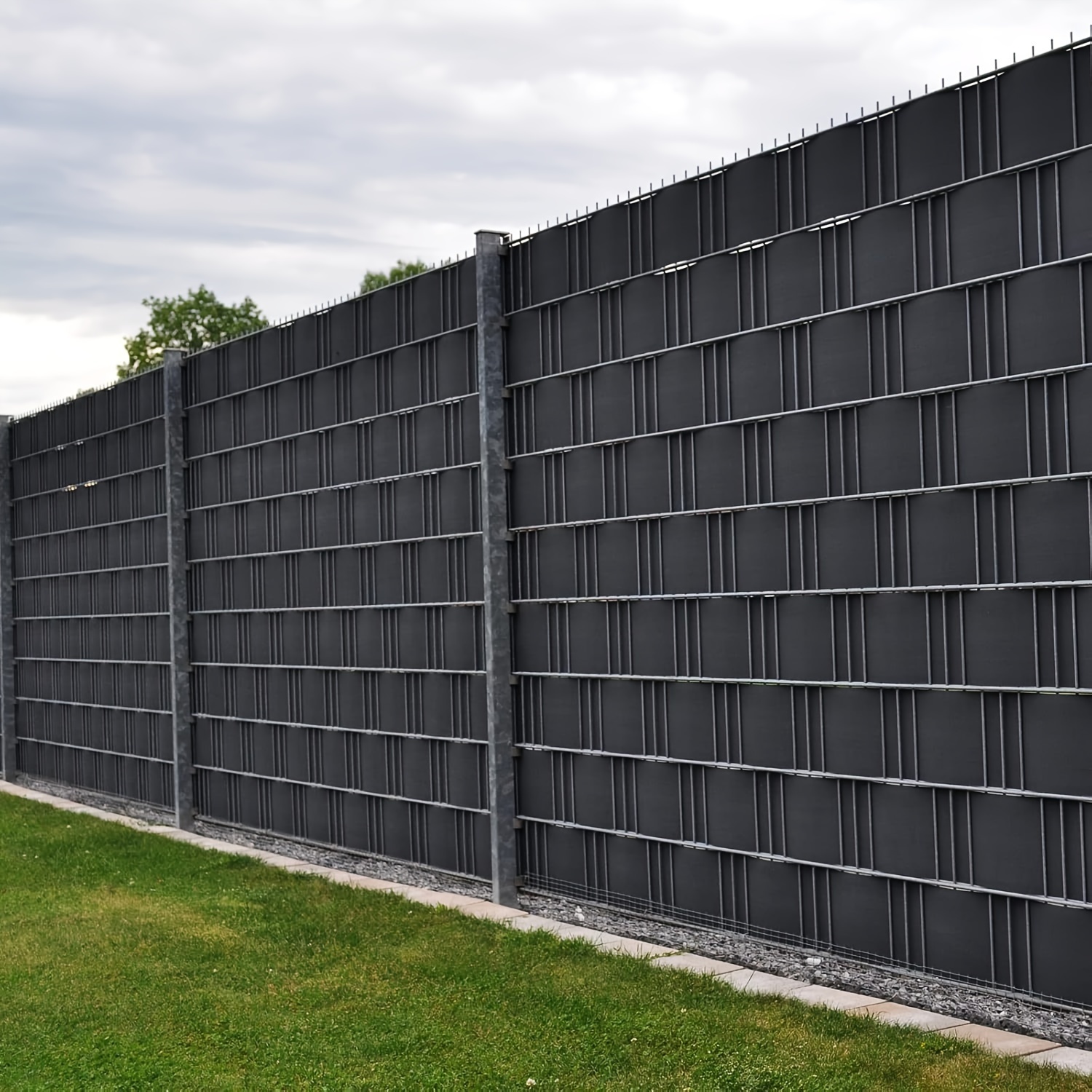 Pvc Privacy Strips, Privacy Screen For Fence, Privacy Screen For Double Rod Mats, 50mx19cm, Including 35 Fastening Clips, Fence Privacy Screen, Opaque, Wind Protection, Anti-uv, /m², Dark Grey
