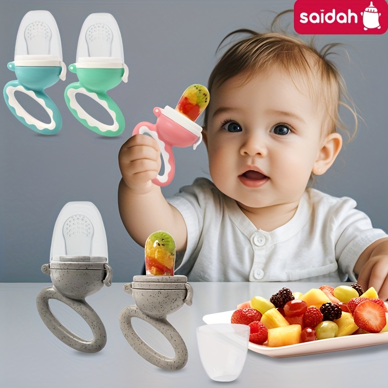 5pcs/set Food Feeder with Mesh Pouches Fruit Feeder Pacifier Food Grade  Silicone Infant Silicone Fruit Vegetable Bite Bags Baby Feeding
