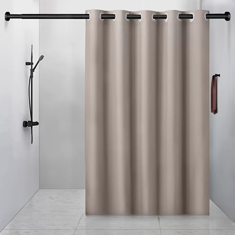 1pc high weight minimalist linen look shower curtain with large silvery   decorative bathroom curtain polyester fabric