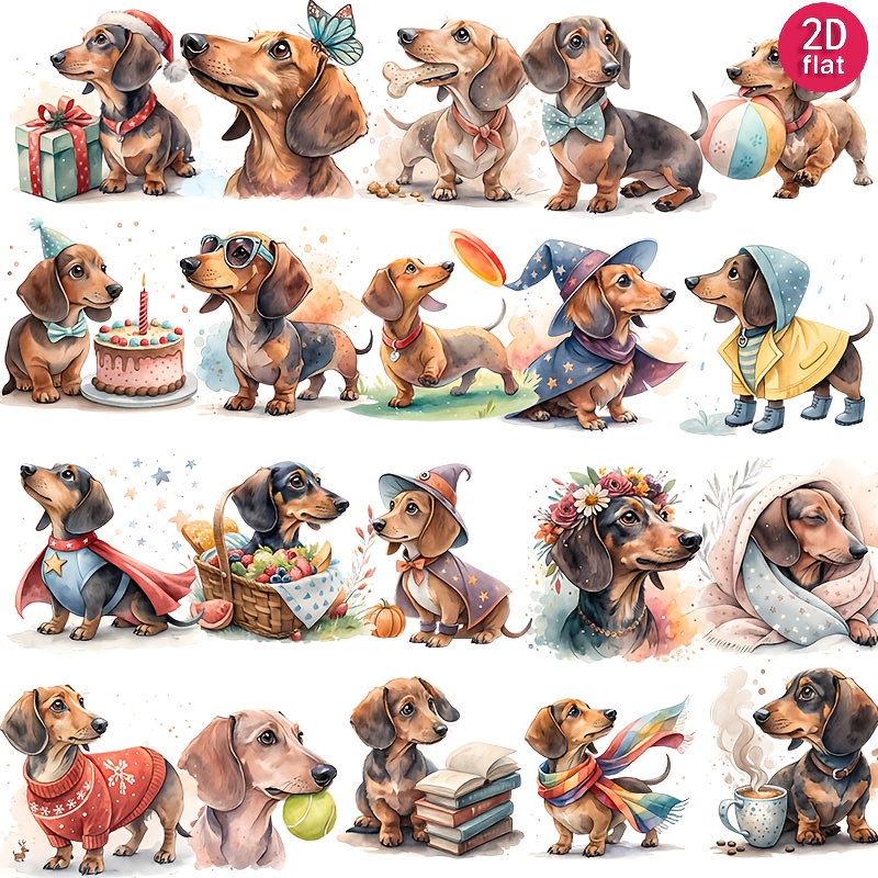 Image of A Set Of Adorable Dog-themed 2d Stickers For , Perfect For Decorating Scrapbooks, Journals, Photo Albums, And School Supplies