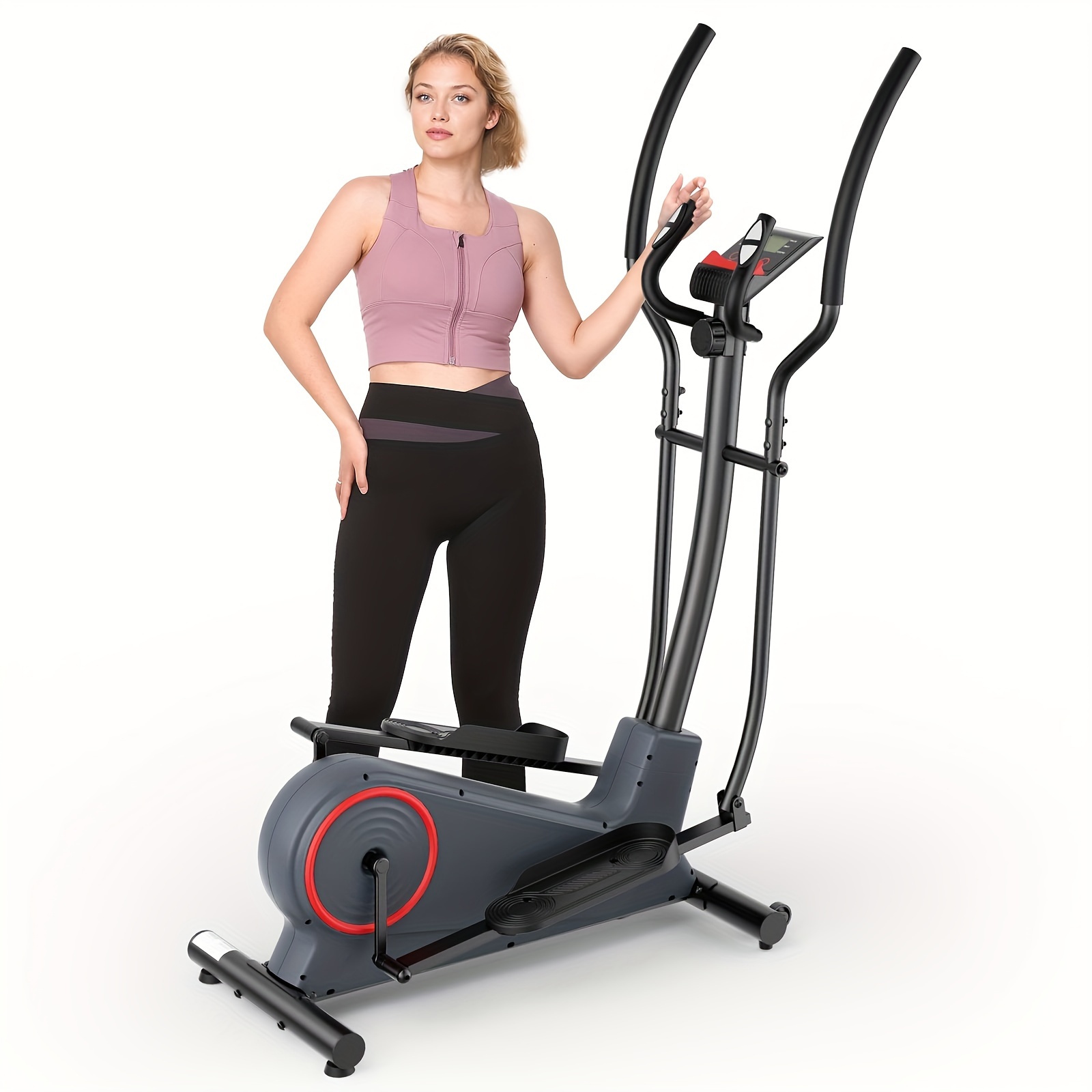 TEMU Elliptical Machine For Home Use Elliptical Machine With Front Flywheel Grips Sensor