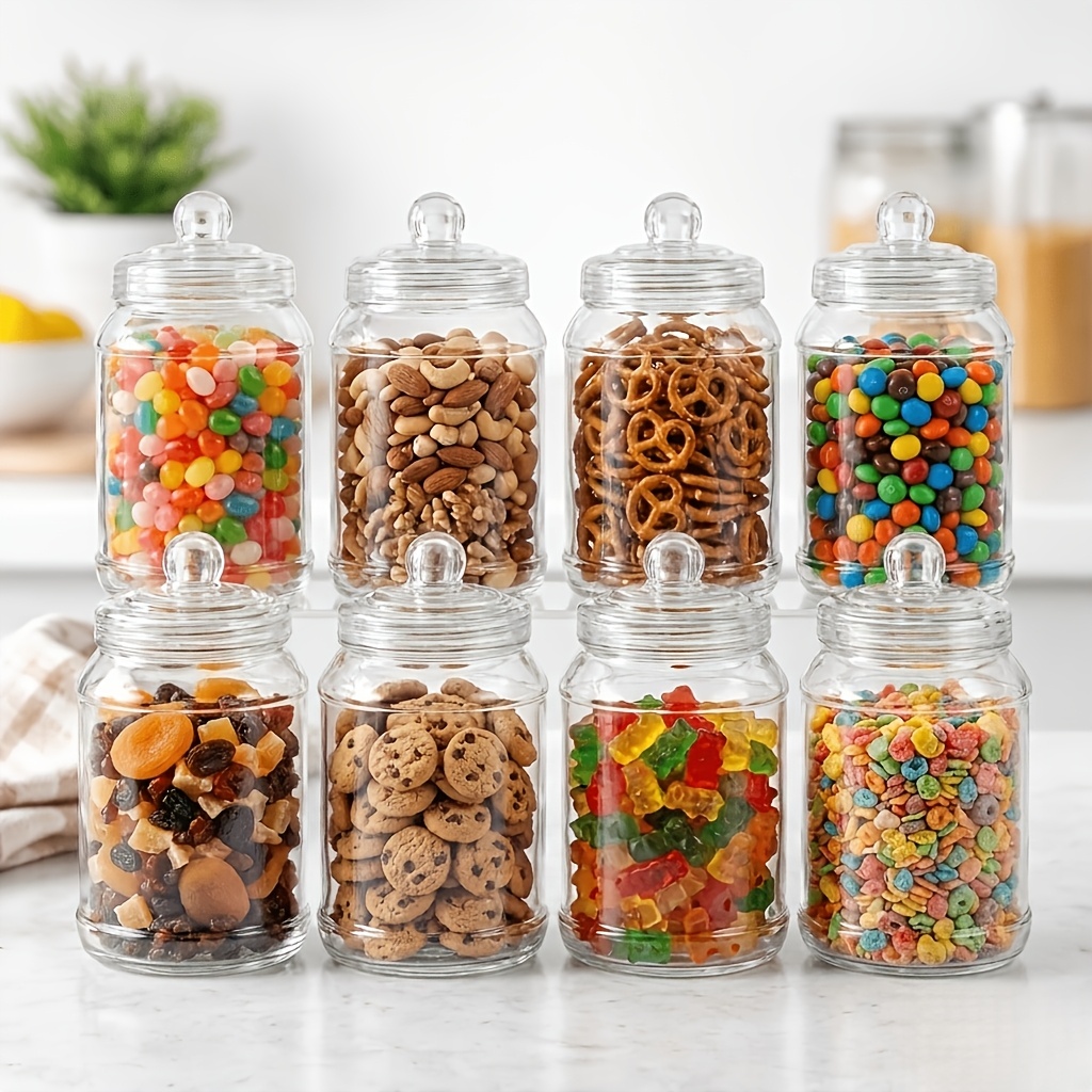 5/8pcs 1310ml Plastic Sweet Jars For - Vintage Style - For Weddings, Parties And Kitchen - For Biscuits And Treats