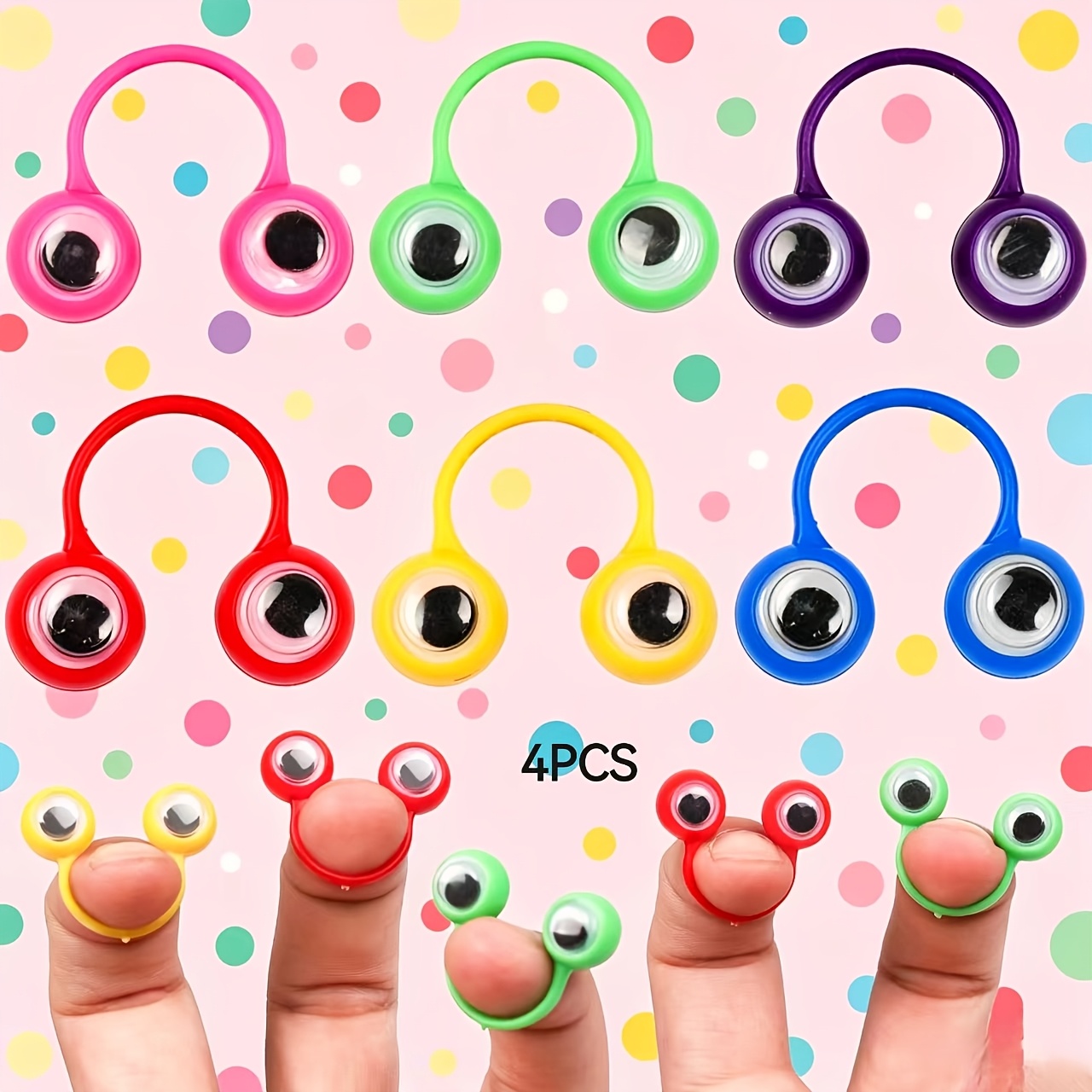 4pcs, Random Colors, Fun Finger Eyes, Lightweight And Comfortable, Worn On Fingers, Perfect For Creative Games, Pranks, And Small Performances, Love Quirky Gadgets And Fun Accessories