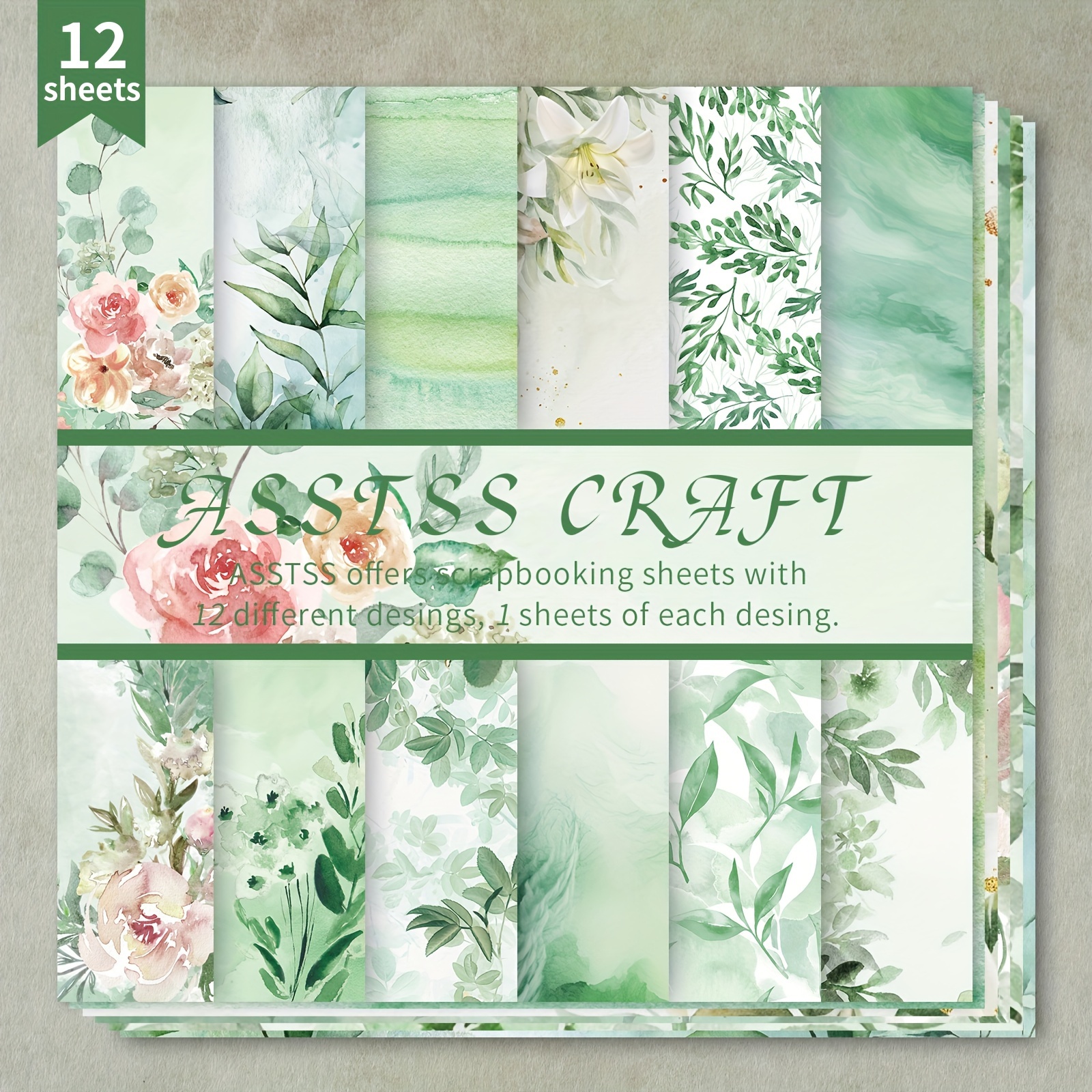 

Spring-themed Scrapbooking Paper Pad - 12 Sheets, Heavyweight Cardstock For Bullet Journals, Collage Art & Crafts, 6"x6" Painting Design Pack, Greeting Cards