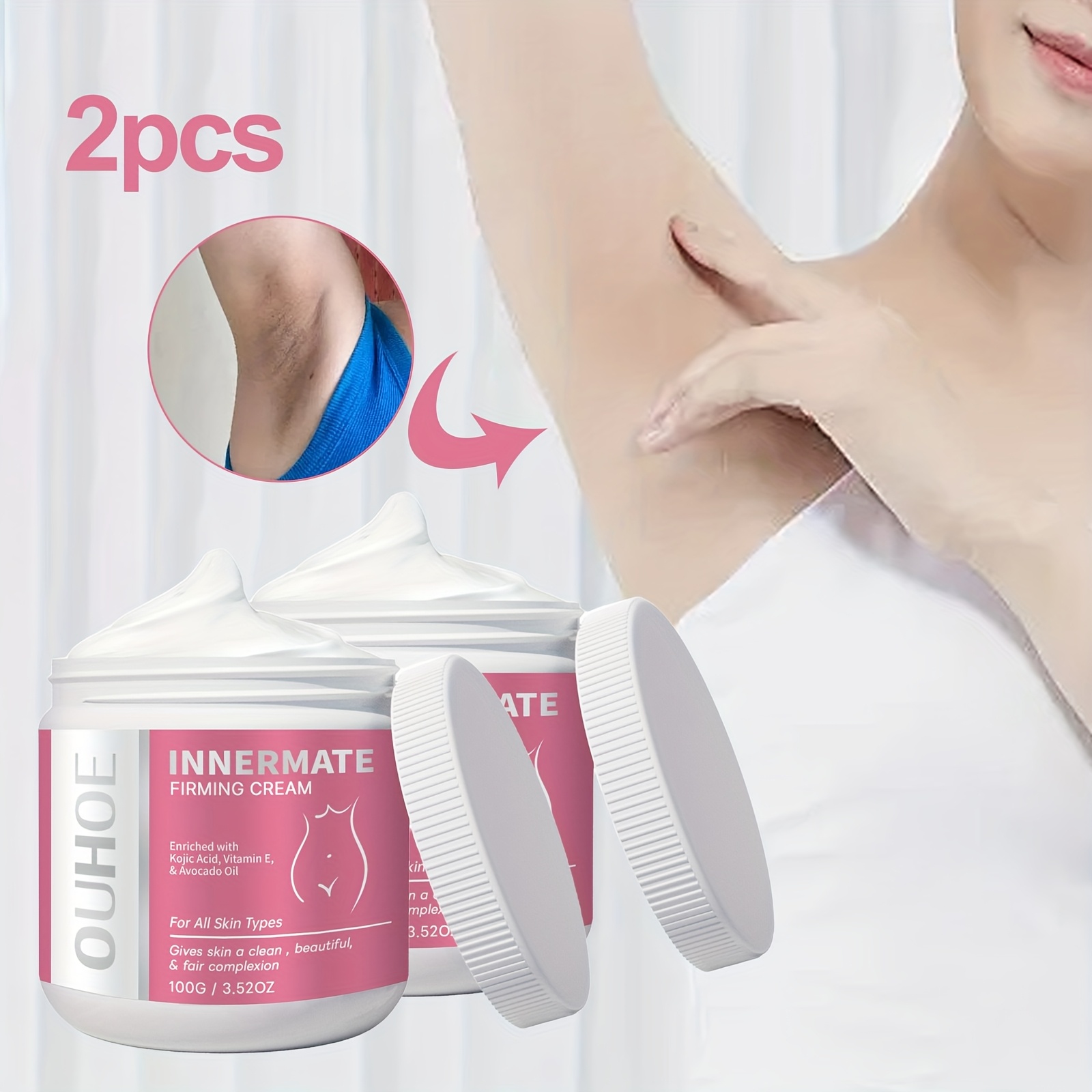 Set of 2 Body Creams for Underarms And Thighs, Ideal for Moisturizing Skin in Areas