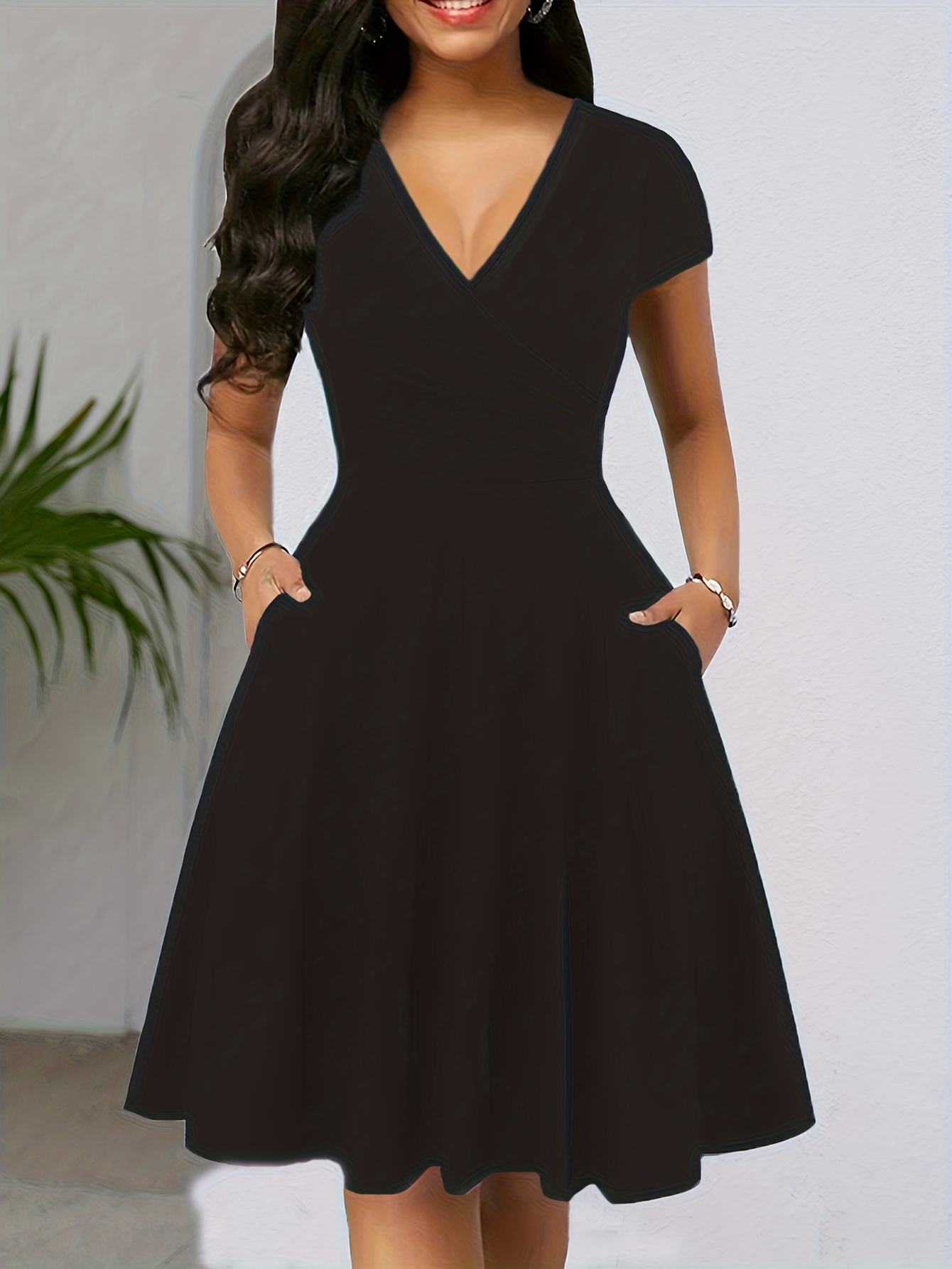 elegant knee length black dress - United Kingdom