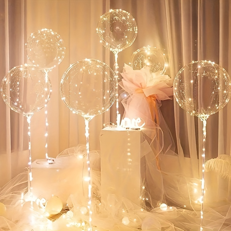 Set De 10 Globos Grandes & Transparentes Con Luces LED Para Fiestas &  Cumpleaños