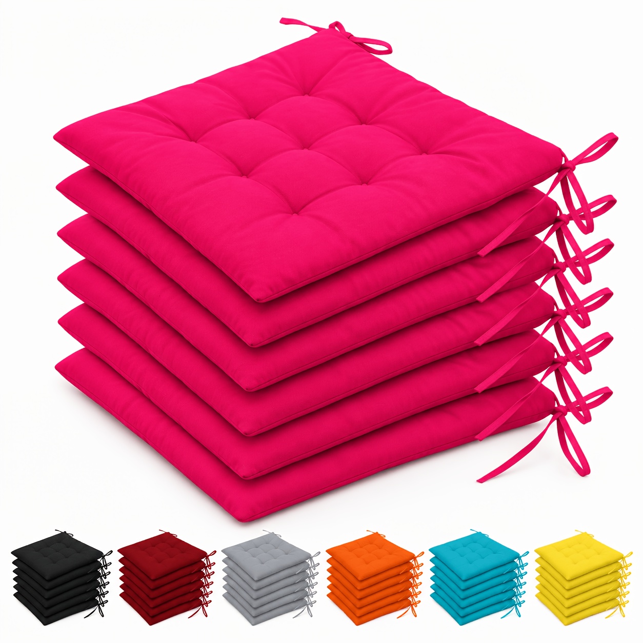 TEMU 6er-Set 15,75 Zoll weiche, atmungsaktive, moderne, quadratische Sitzkissen – bequeme, gesteppte Esszimmerstuhlauflagen – langlebig & waschbar im