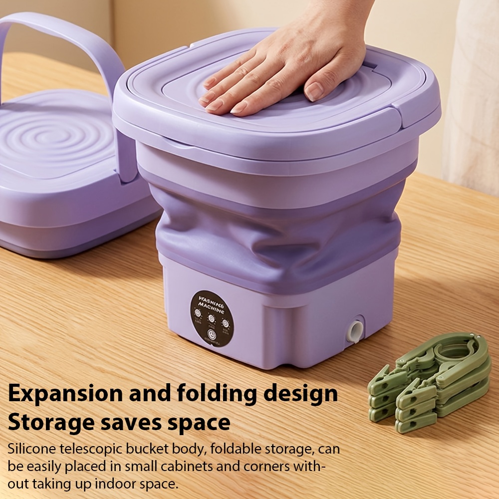 foldable washing machine 2 38gal high capacity mini washer with cleaning half automatic washt foldable washing machine with dry for socks clothes towels delicate items purple Product details 2