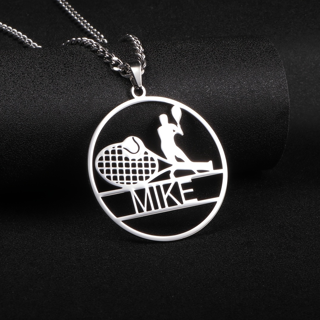 

1pc Hip Hop Style Customized Name Necklace, Tennis Sports Pendant Necklace, Ideal Choice For Gifts, In English Only