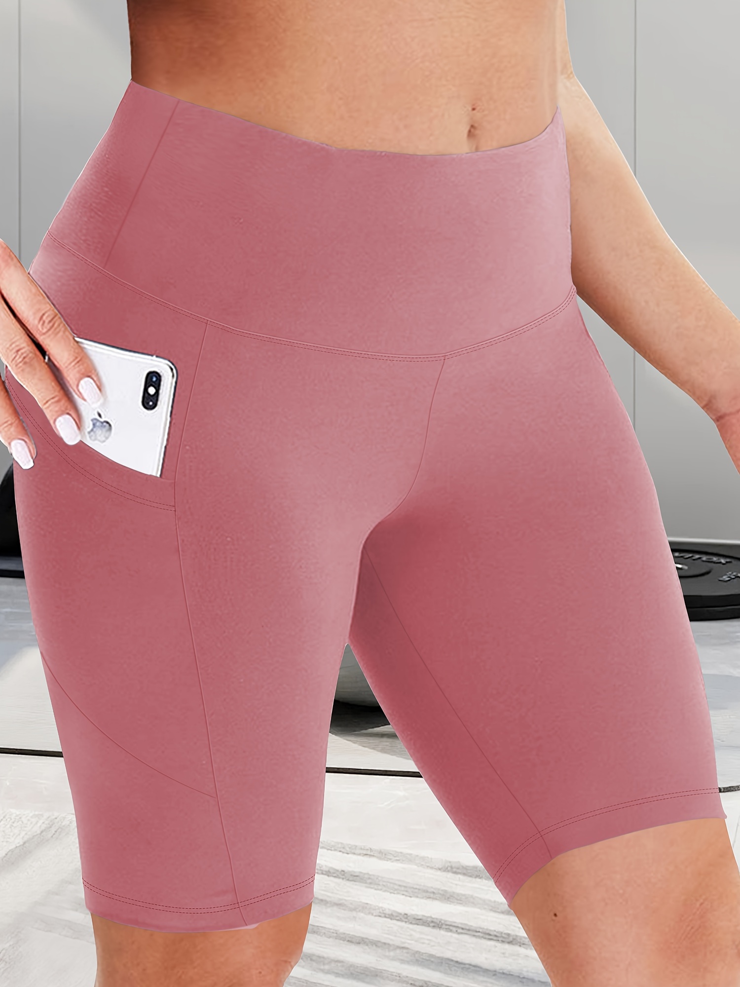 Women's High-Waist Shaping Shorts with Crescent Pockets - Black, Stretchy Tummy Control, Mid-Thigh Length, Machine Washable, Summer Casual Wear, Everyday Compression Wear | Sleek Design | Tummy Control Shorts