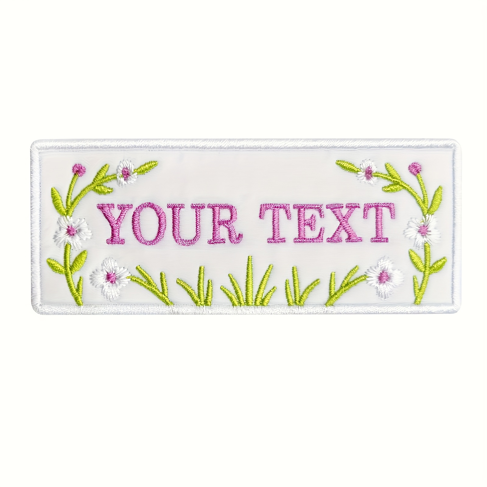TEMU Custom Embroidered Name Patch With Green Grass Border, 4 Font Styles - Suitable For Bags And Clothing