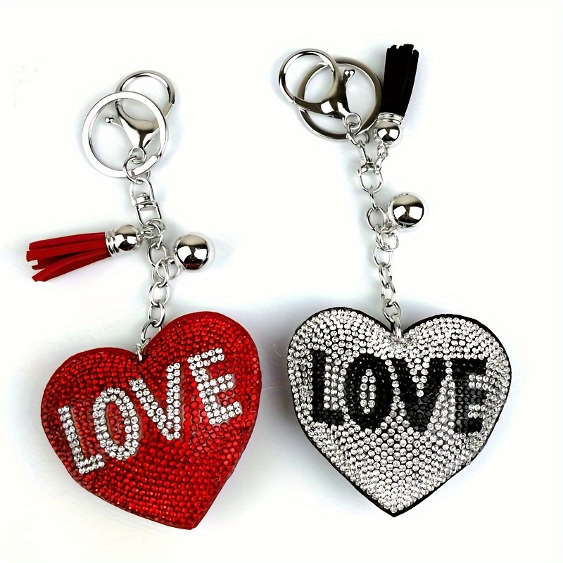 

Sparkling Heart Keychain With Tassel - Cute Car Accessory & Valentine's Gift For Her, Car Decoration, Embedded