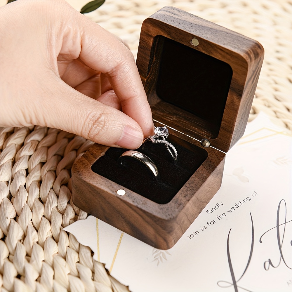 personalized wooden ring box engraved wedding engagement Temu