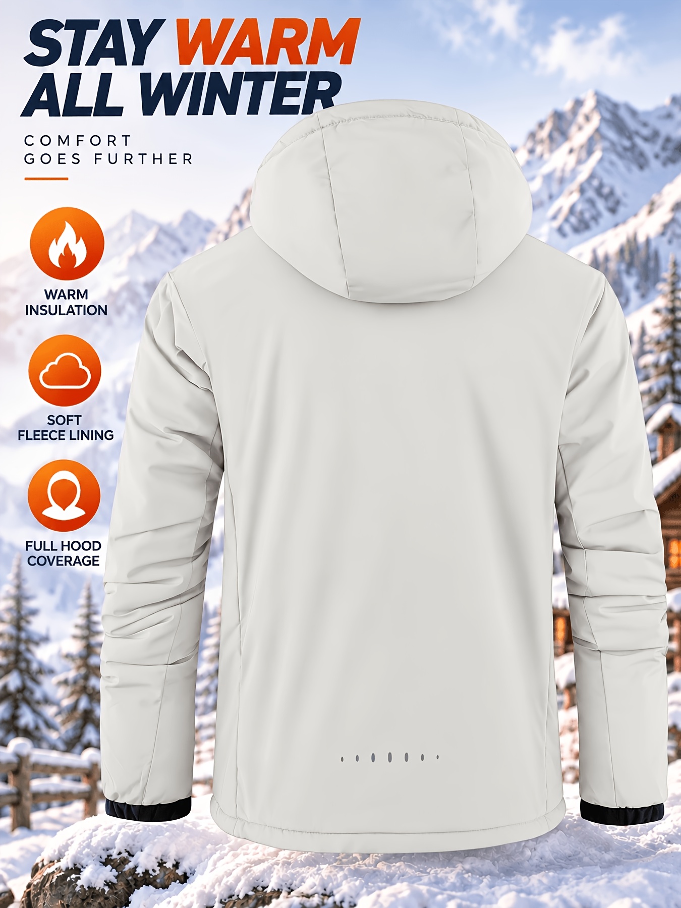 Men's Thickened Windproof Hooded Jacket with Soft Lining