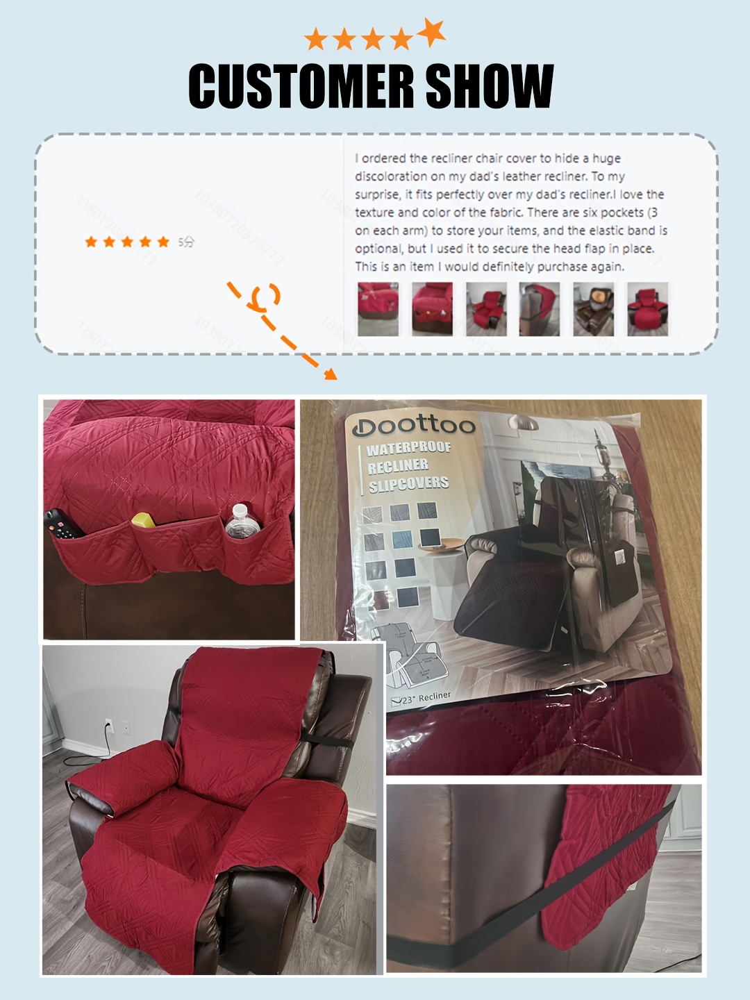 1pc 100 waterproof recliner chair cover non slip recliner covers for recliner chair with scratch resistant sofa slipcover washable furniture protector for living room summer home decor mothers decorations Product details 2