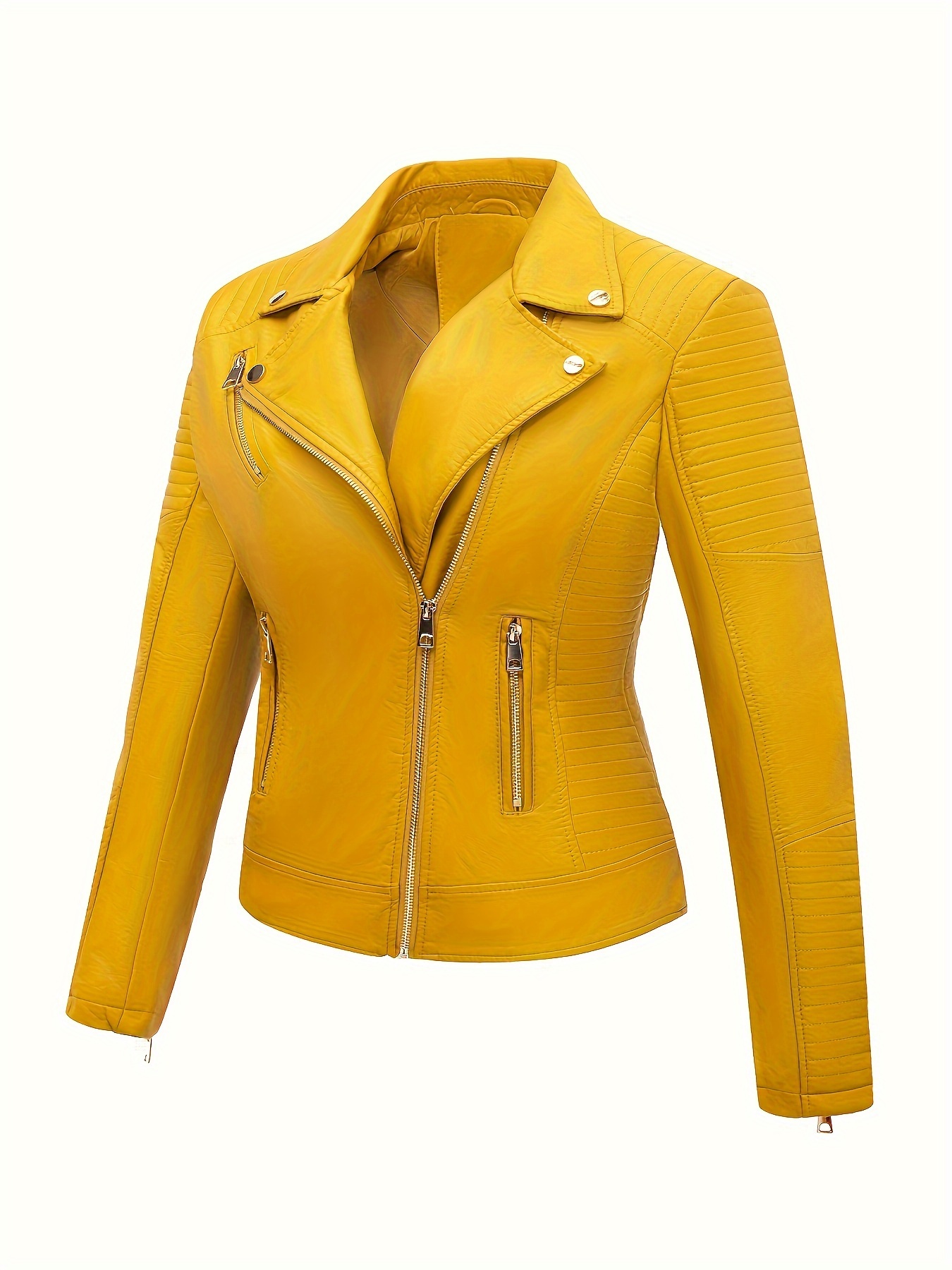 Womens Pu Leather Jacket Simple Versatile Casual Short Pu