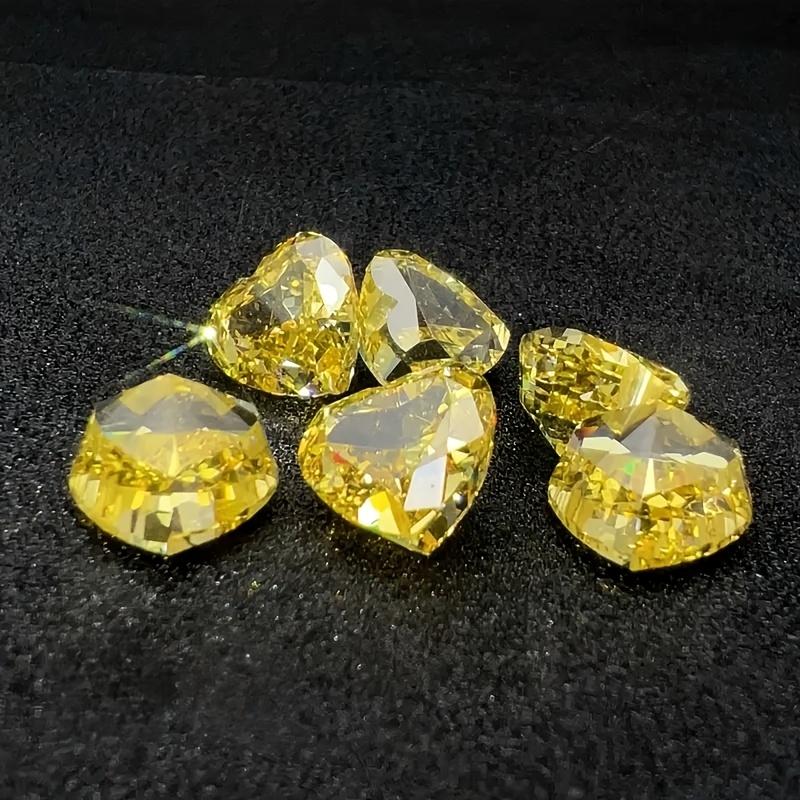 Exquisite Heart-Shaped Yellow Glass Bead Set, 6pcs