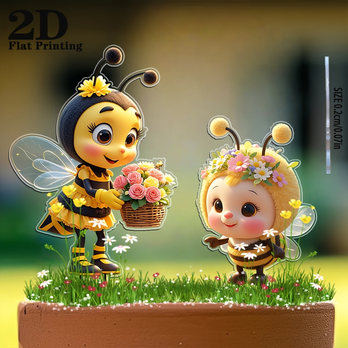 E-shop 2D Flat - 【2D Flat】 2D Flat - [2D Flat] 2D Flat, 2er-Pack Acryl Süße Biene Blumentopf Schilder, Wiederverwendbar – für Blumentöpfe, Hof, Garten,