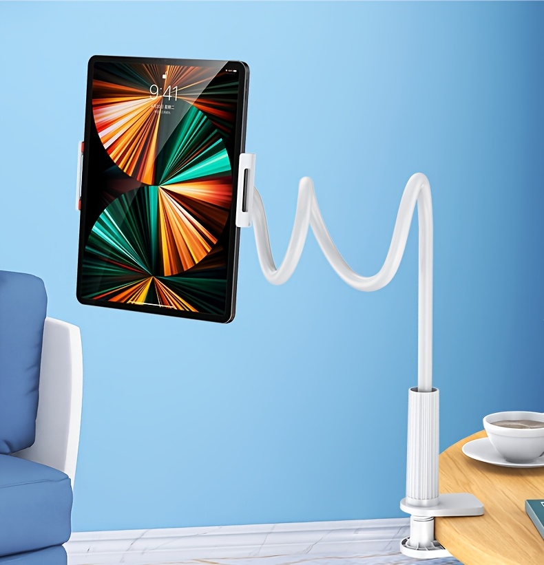 Support universel rotatif à 360 degrés de haute qualité pour tablette et téléphone avec base spirale réglable, support flexible pour utilisation sur bureau et lit - Appareil mains libres compatible avec téléphones et tablettes, idéal pour la maison et la voiture