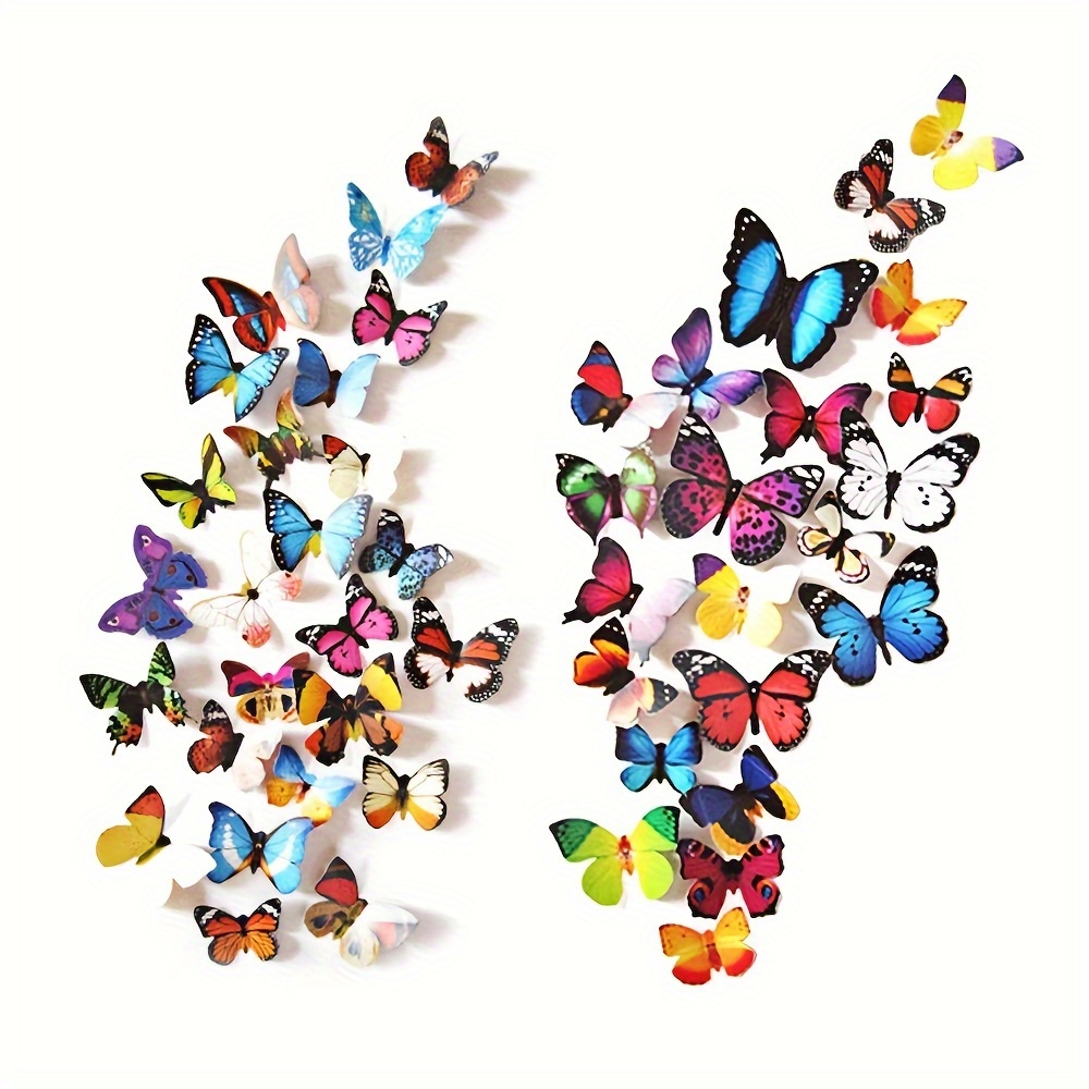 

80pcs, Wall Decor - Plastic Butterflies Wings Foldable Removable Waterproof Reusable Mural Wall Stickers For Bedroom Nursery Party Wedding Christmas Valentine's Day Decorations, Best For Christmas