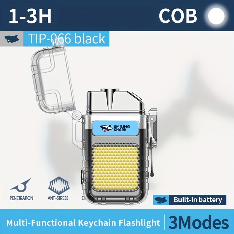 1pc   2 in 1 cob flashlight led flashlight with lighter portable windproof lighter multifunctional keychain flashlights mini torch light 3   rechargeable   camping hiking night riding adventure details 9