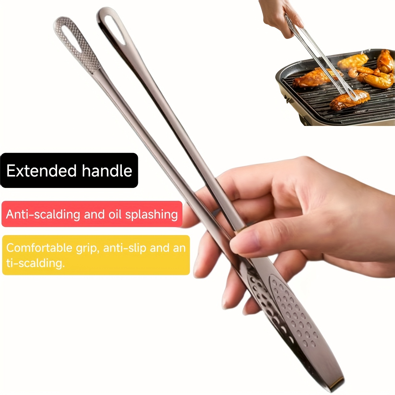 new multifunctional stainless steel barbecue clips food clips barbecue clips ice clips   clips suitable for outdoor barbecues parties and kitchens very suitable for frying steaks salads and desserts durable kitchen tools