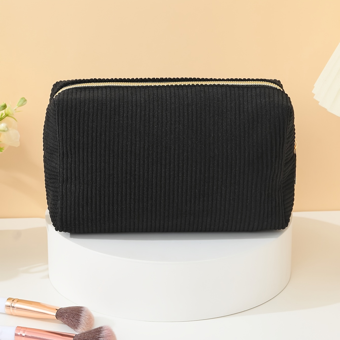 E-shop Set Modische Minimalistische Cordstoff Großraum Kosmetik Make-up Werkzeug Aufbewahrung Make-up Tasche Geeignet für Zuhause Reisen