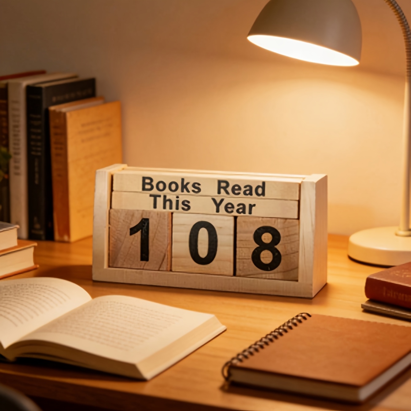 TEMU 1pc Retro Creative Wooden Annual Reading Counter Desktop Decoration Ornament, For Home Decor, Study Decor, Best Holiday Gift