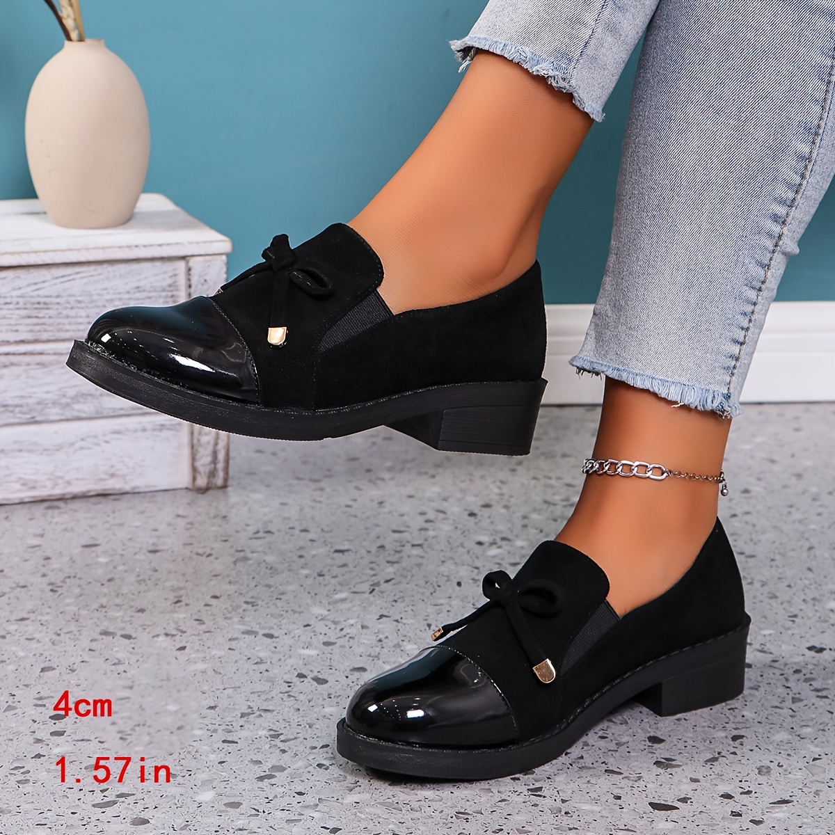 zapatos loafer mujer sin cordones cubierta sintética negra Temu